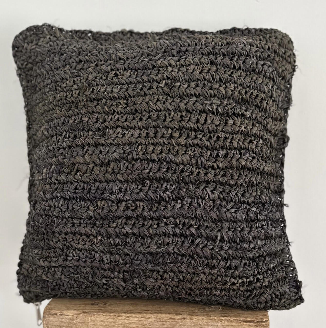 Raffia Cushion Cover | Black | Natural