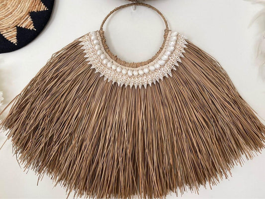 Boho Alang Alang and Shell Wall Hanging