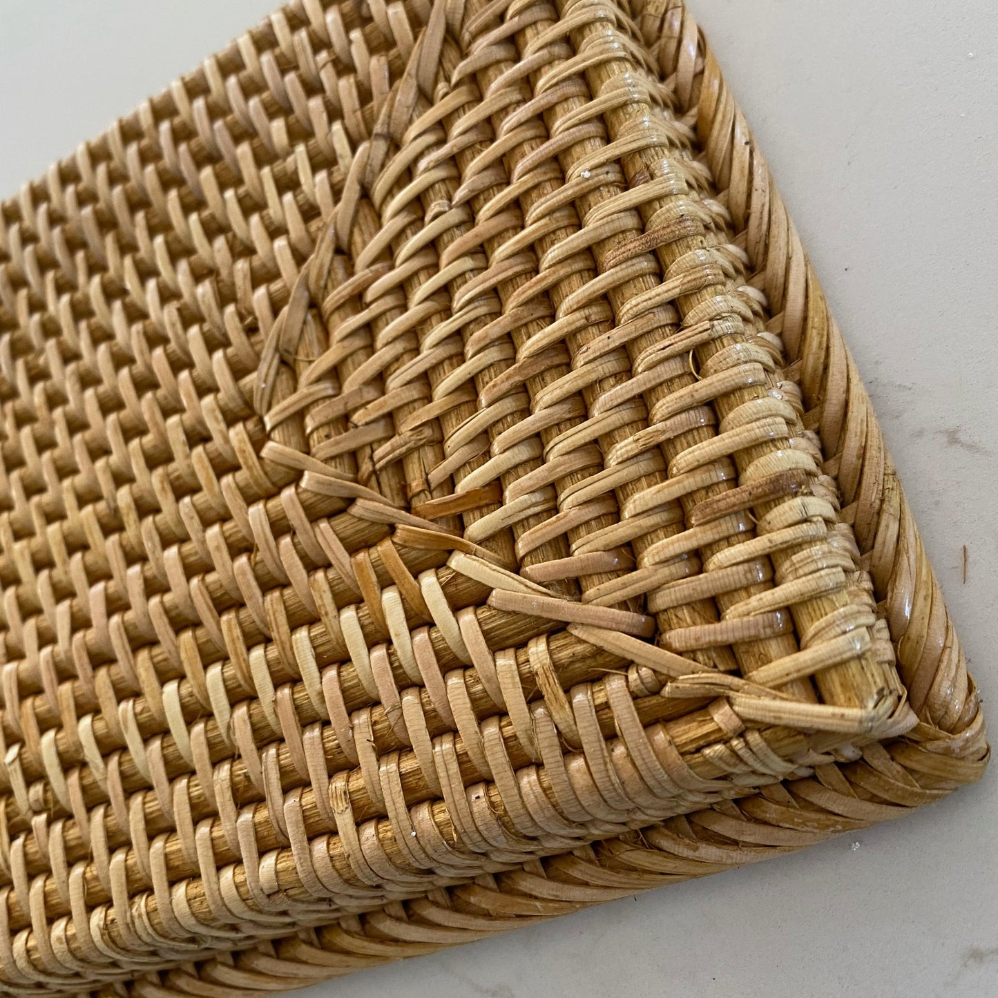 Hamptons Rattan Towel Tray Caddy | Honey/Tan